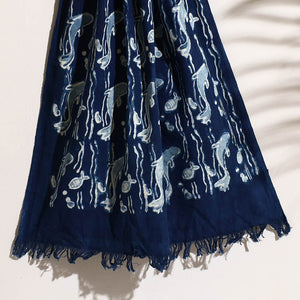 Blue - Bindaas Block Printed Handloom Cotton Towel