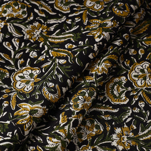Black - Kalamkari Bagru Block Print Cotton Fabric
