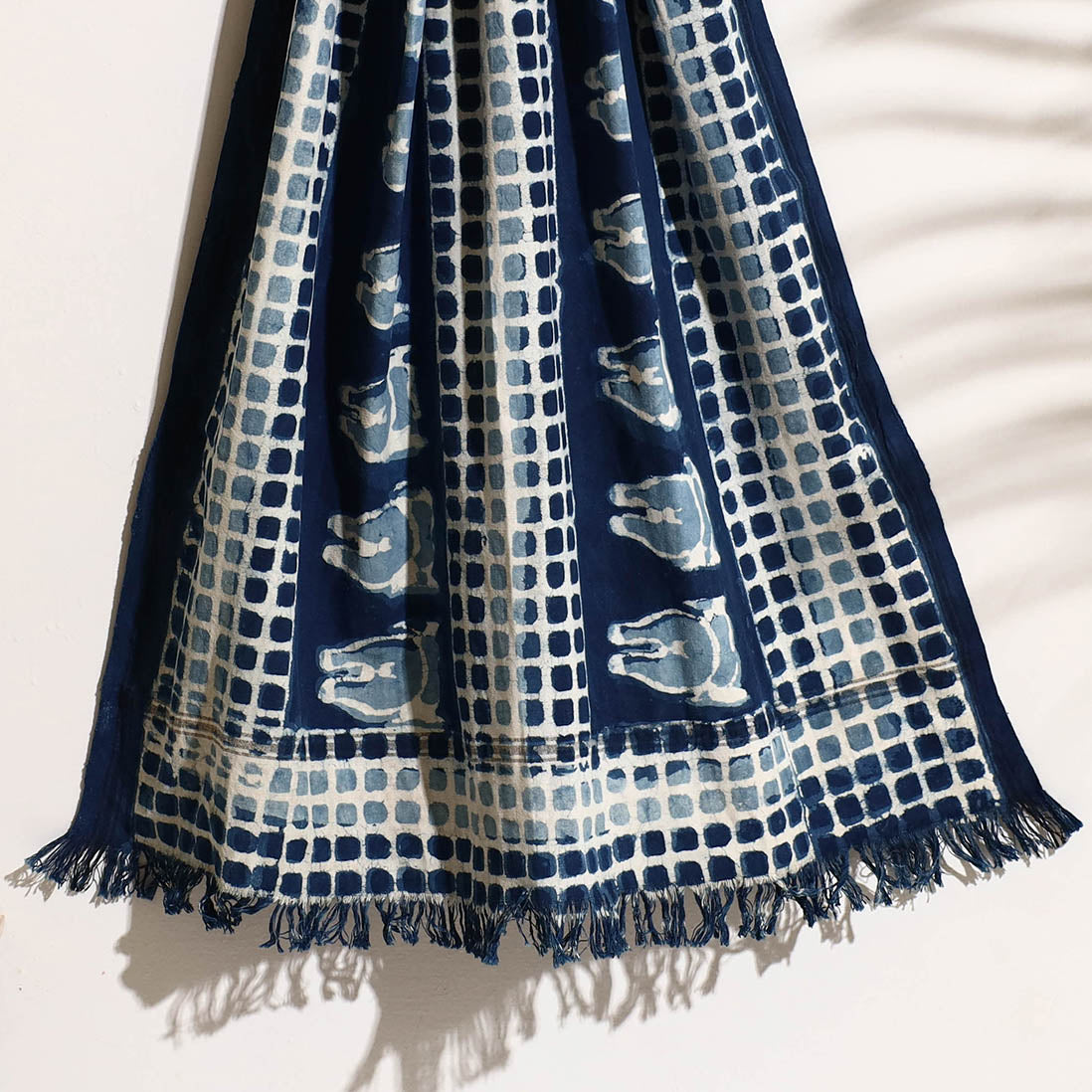Blue - Bindaas Block Printed Handloom Cotton Towel