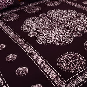 Brown - Cotton Double Hand Batik Print Bed Sheet Set 45