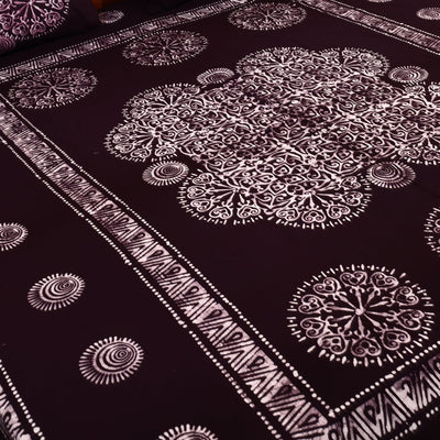 Brown - Cotton Double Hand Batik Print Bed Sheet Set 45