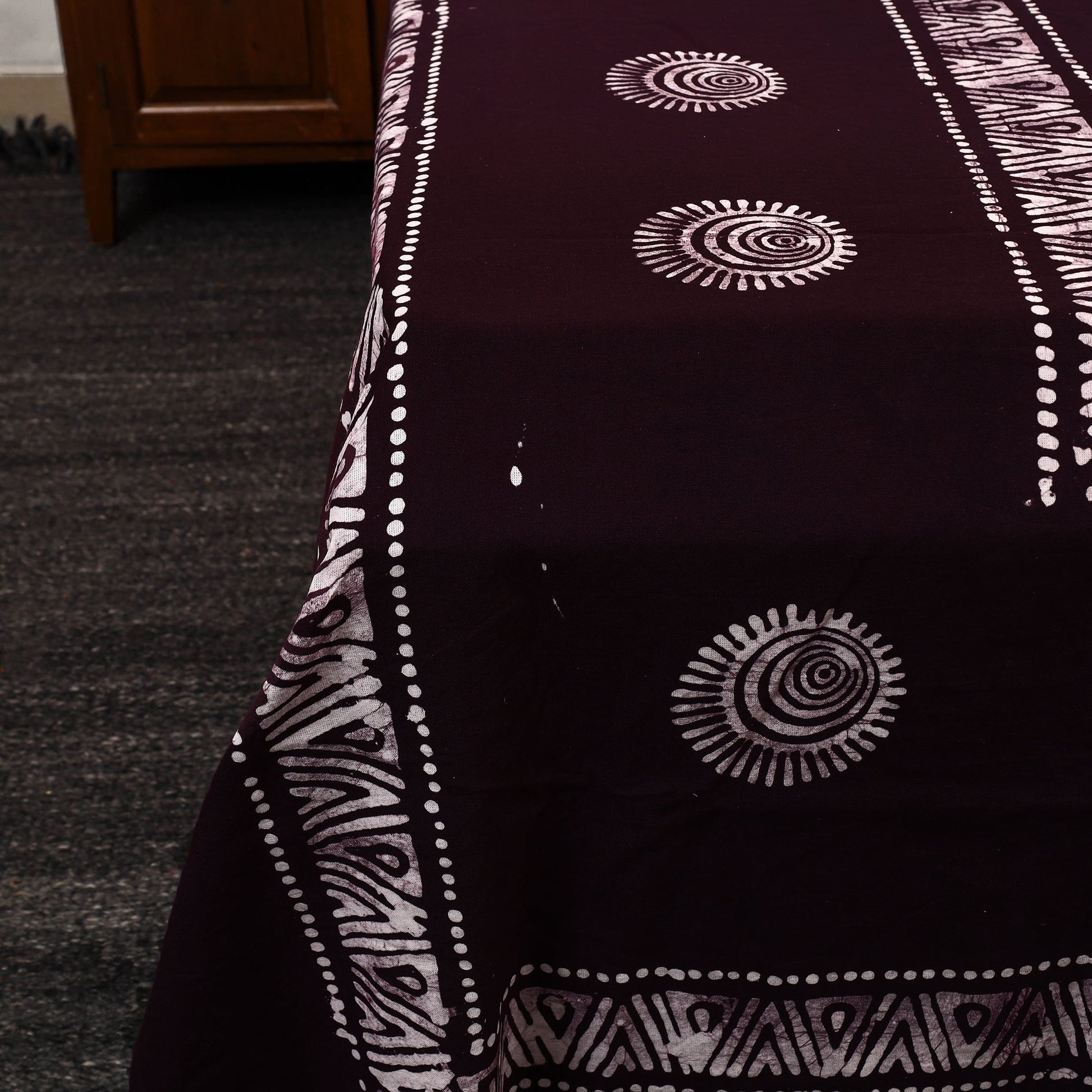 Brown - Cotton Double Hand Batik Print Bed Sheet Set 45