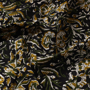 Black - Kalamkari Bagru Block Print Cotton Fabric
