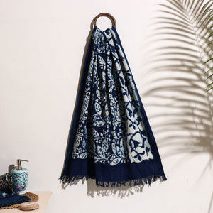 Blue - Bindaas Block Printed Handloom Cotton Towel