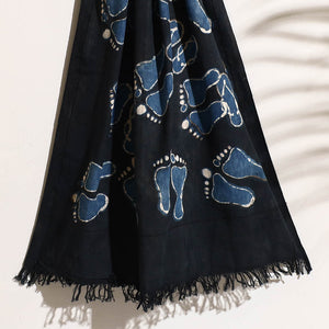 Black - Bindaas Block Printed Handloom Cotton Towel