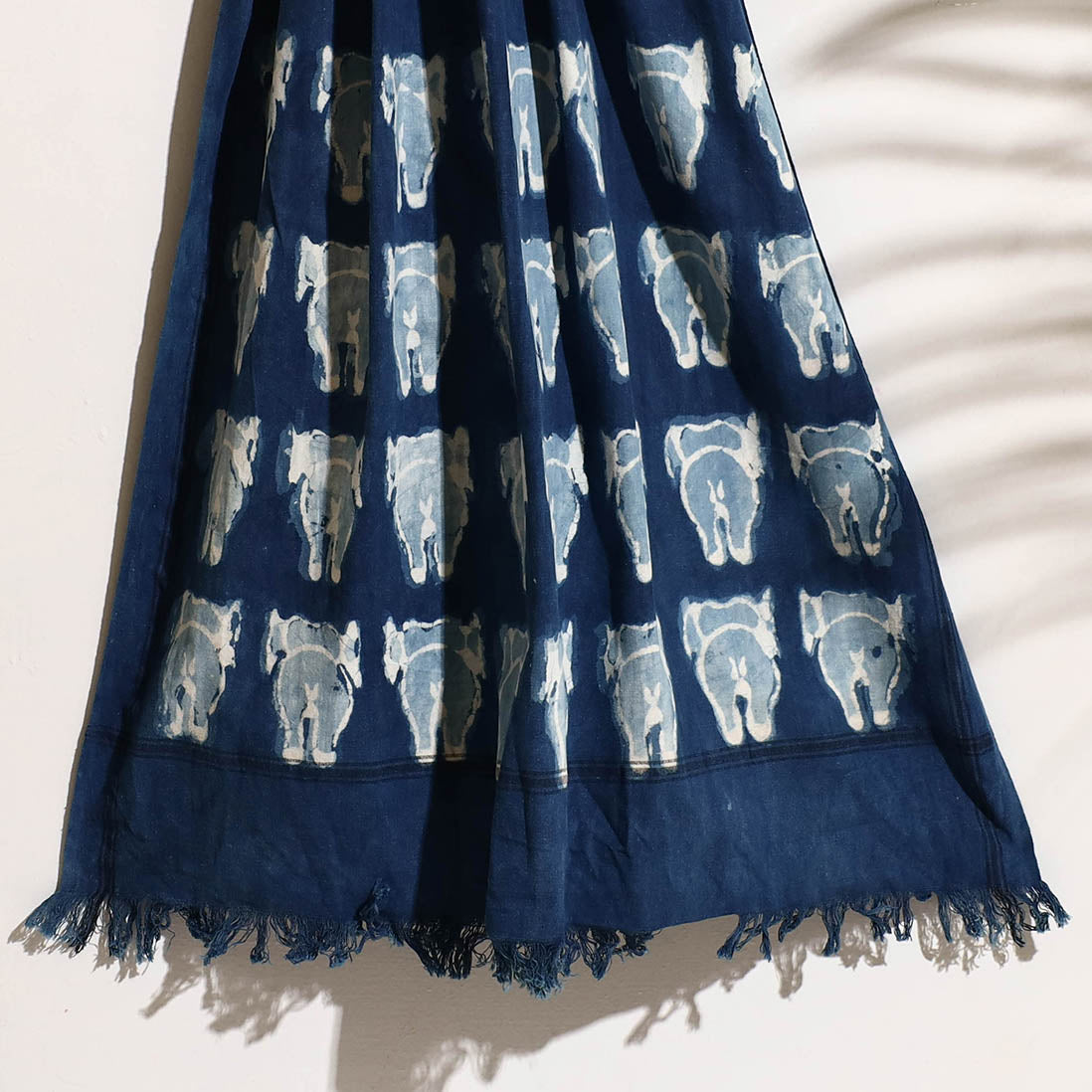 Blue - Bindaas Block Printed Handloom Cotton Towel