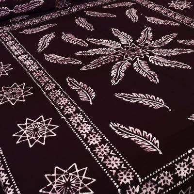 Brown - Cotton Double Hand Batik Print Bed Sheet Set 46