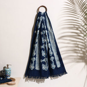 Blue - Bindaas Block Printed Handloom Cotton Towel