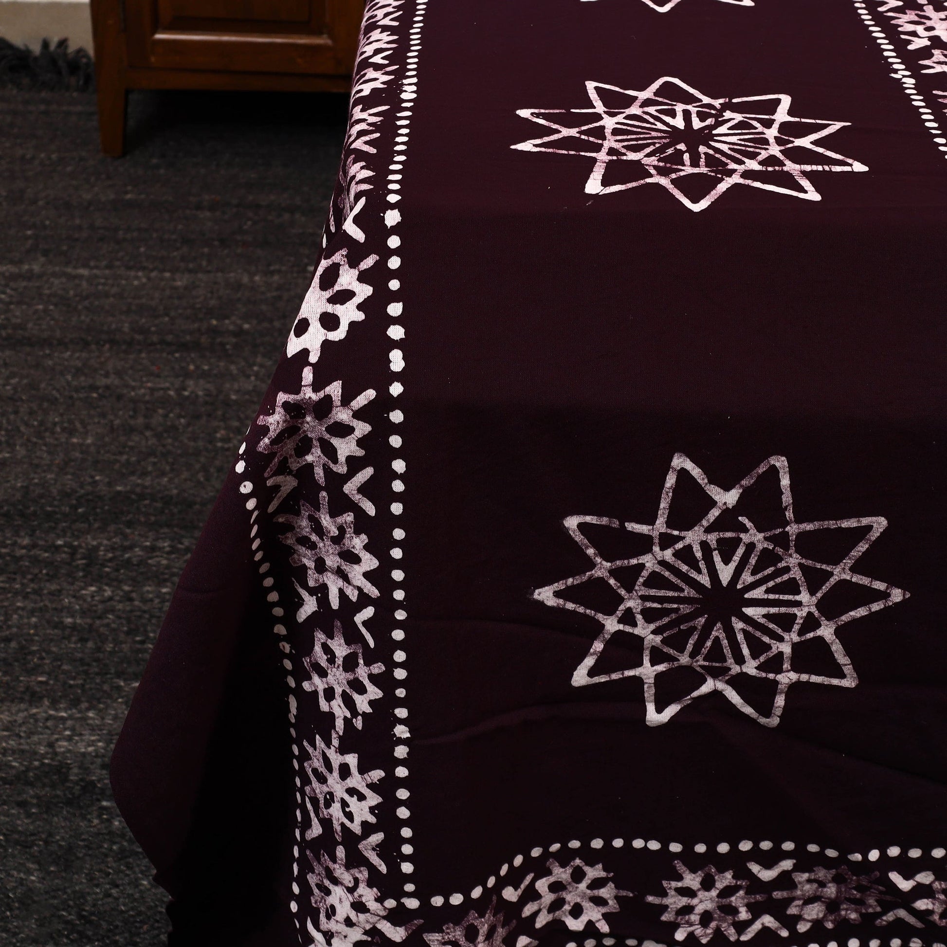 Brown - Cotton Double Hand Batik Print Bed Sheet Set 46