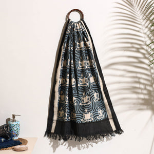 Black - Bindaas Block Printed Handloom Cotton Towel