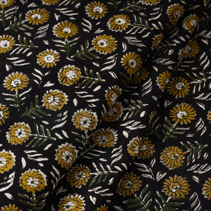 Black - Kalamkari Bagru Block Print Cotton Fabric