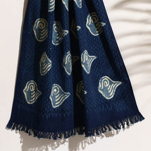 Blue - Bindaas Block Printed Handloom Cotton Towel