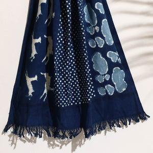 Blue - Bindaas Block Printed Handloom Cotton Towel