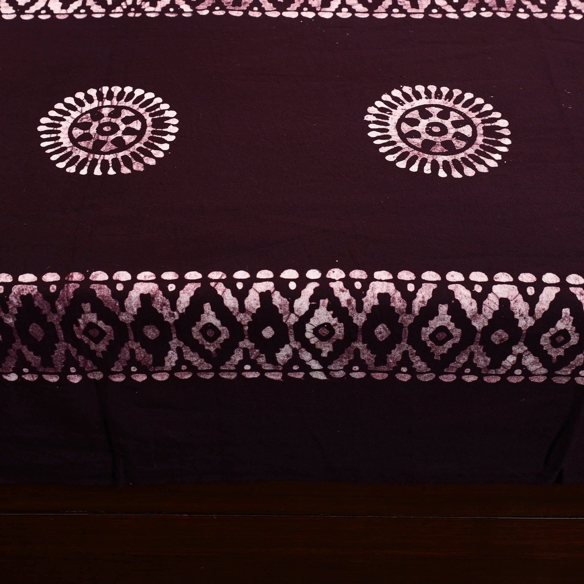Brown - Cotton Double Hand Batik Print Bed Sheet Set 47