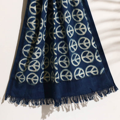 Blue - Bindaas Block Printed Handloom Cotton Towel