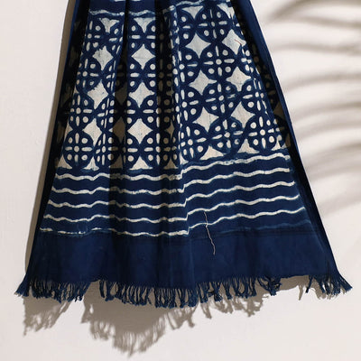 Blue - Bindaas Block Printed Handloom Cotton Towel