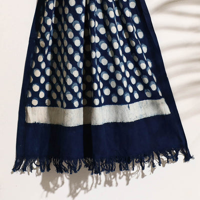 Blue - Bindaas Block Printed Handloom Cotton Towel
