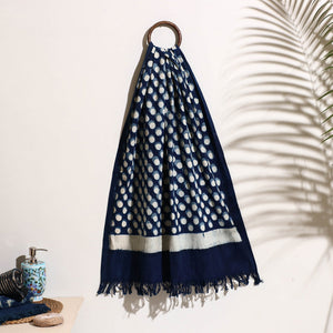 Blue - Bindaas Block Printed Handloom Cotton Towel
