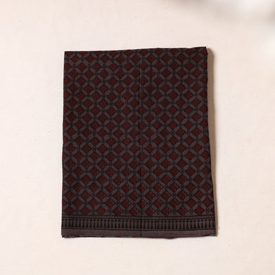 Brown - Bagh Block Printed Cotton Precut Fabric (1.5 Meter)