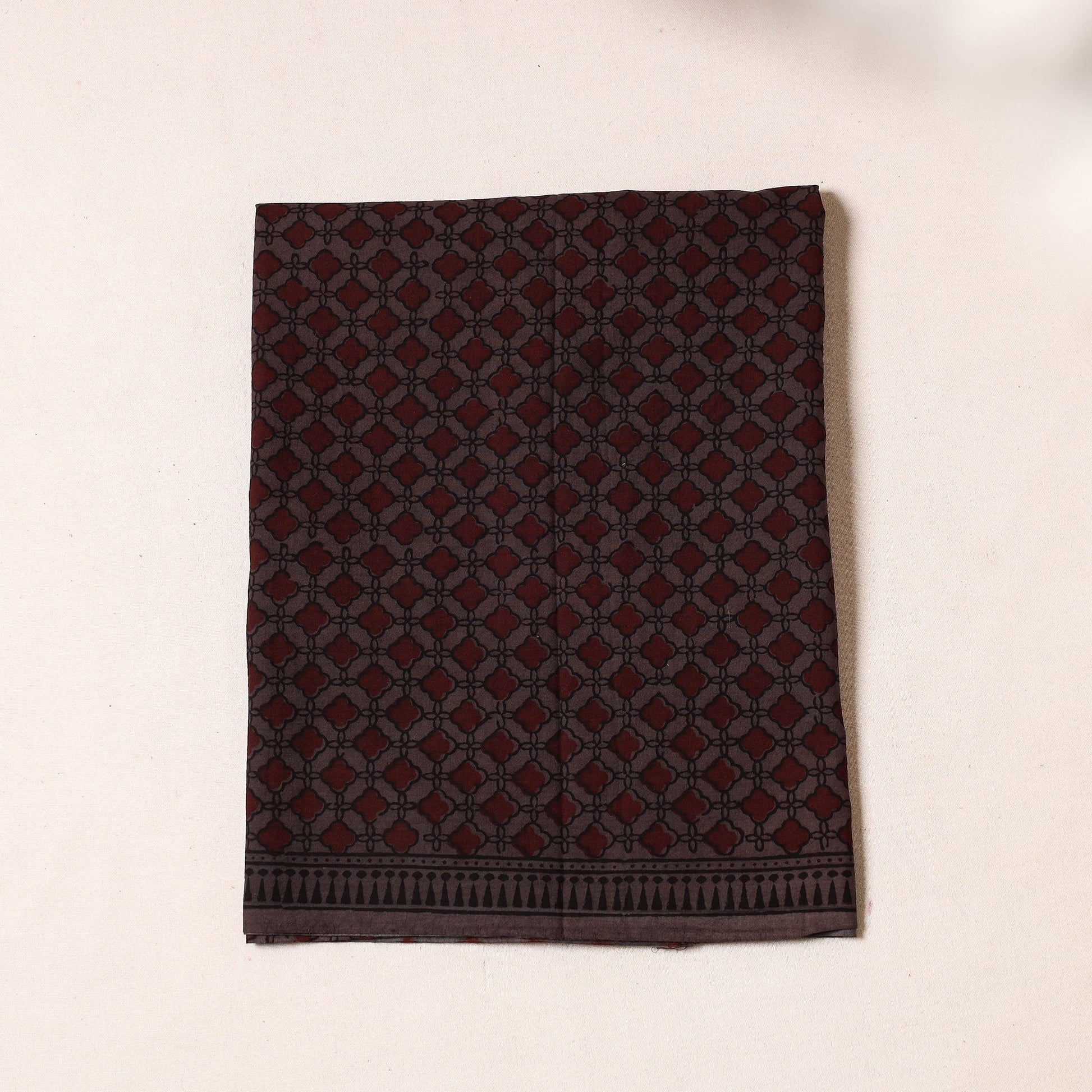 Brown - Bagh Block Printed Cotton Precut Fabric (1.5 Meter)