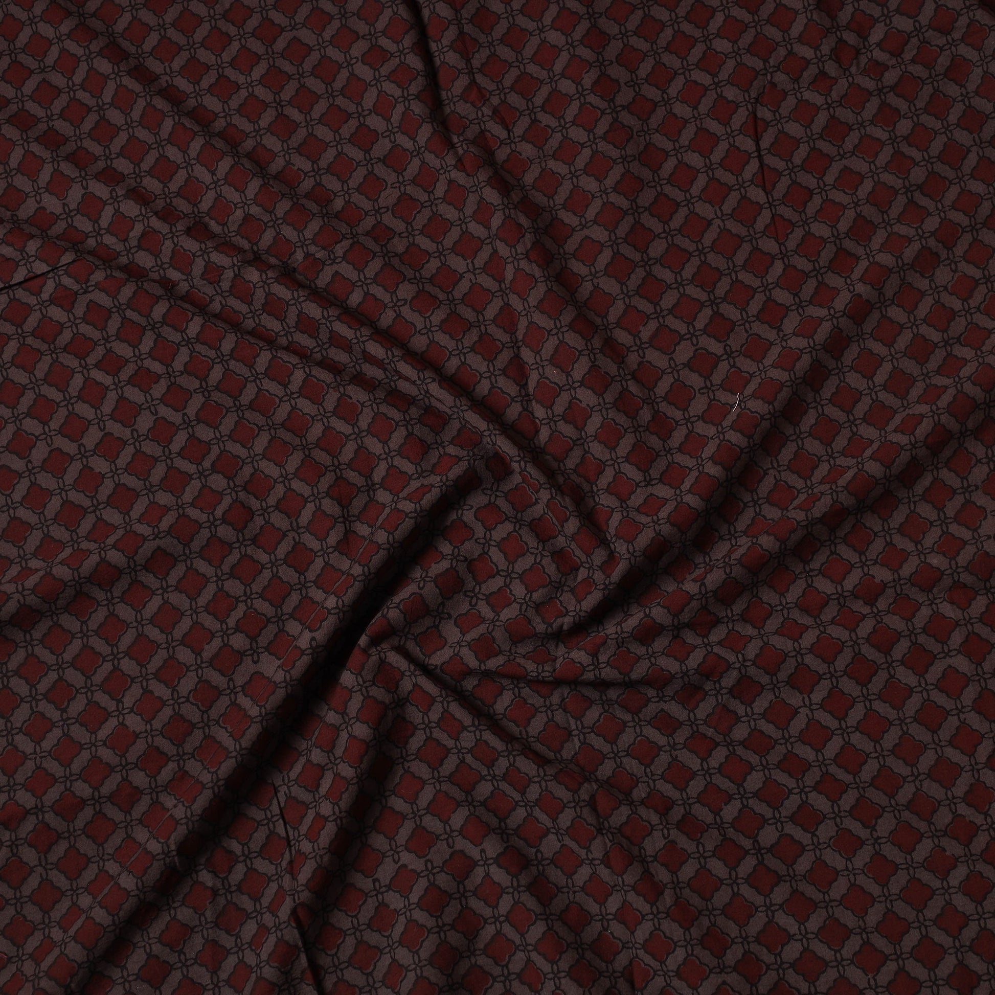 Brown - Bagh Block Printed Cotton Precut Fabric (1.5 Meter)
