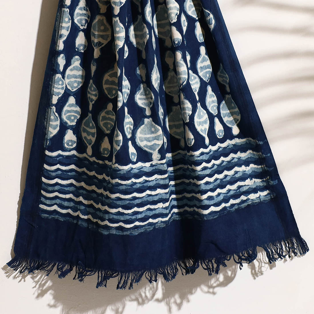 Blue - Bindaas Block Printed Handloom Cotton Towel
