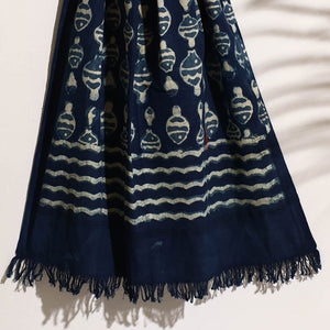 Blue - Bindaas Block Printed Handloom Cotton Towel