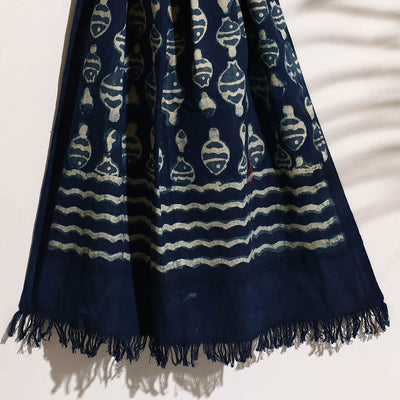 Blue - Bindaas Block Printed Handloom Cotton Towel