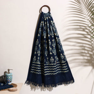 Blue - Bindaas Block Printed Handloom Cotton Towel