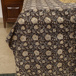 Black - Kalamkari Block Printed Patchwork Cotton Double Bed Cover With Pillow Covers (108 x 90 in)