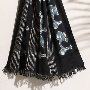 Black - Bindaas Block Printed Handloom Cotton Towel