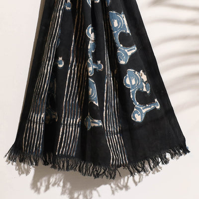 Black - Bindaas Block Printed Handloom Cotton Towel