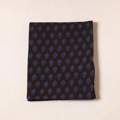 Black - Bagh Block Printed Kantha Style Cotton Precut Fabric (2 Meter)
