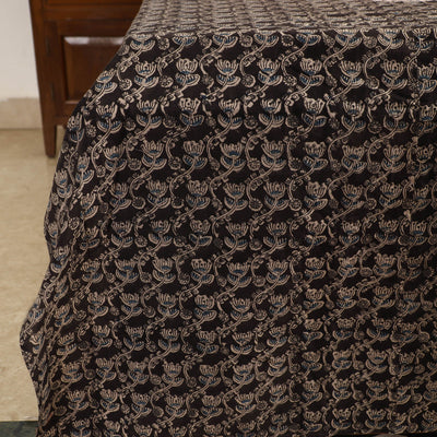 Black - Kalamkari Block Printed Patchwork Cotton Double Bed Cover With Pillow Covers (108 x 90 in)
