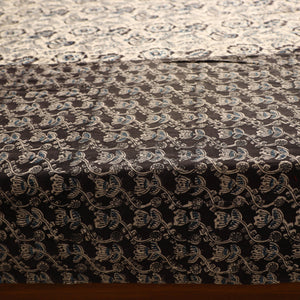 Black - Kalamkari Block Printed Patchwork Cotton Double Bed Cover With Pillow Covers (108 x 90 in)