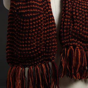 Brown - Kumaun Hand Knitted Woolen Muffler with Pockets 84