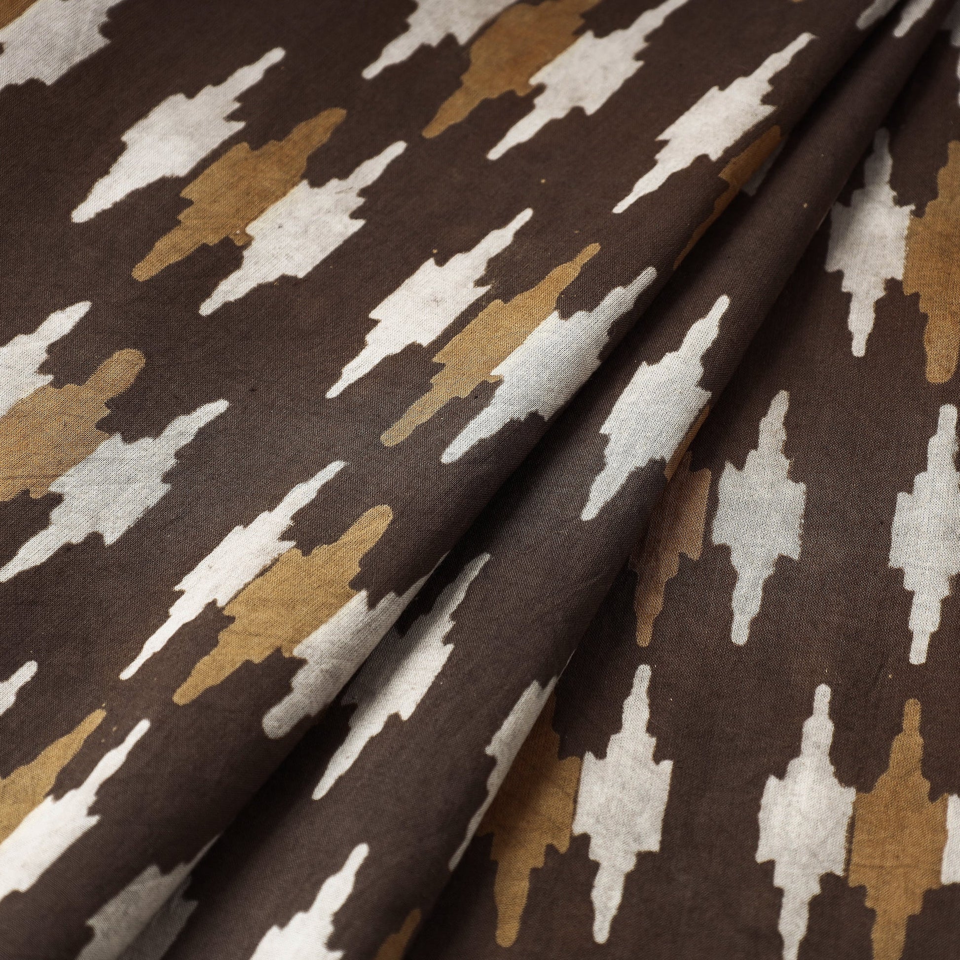 Brown - Akola Hand Block Printed Cotton Fabric