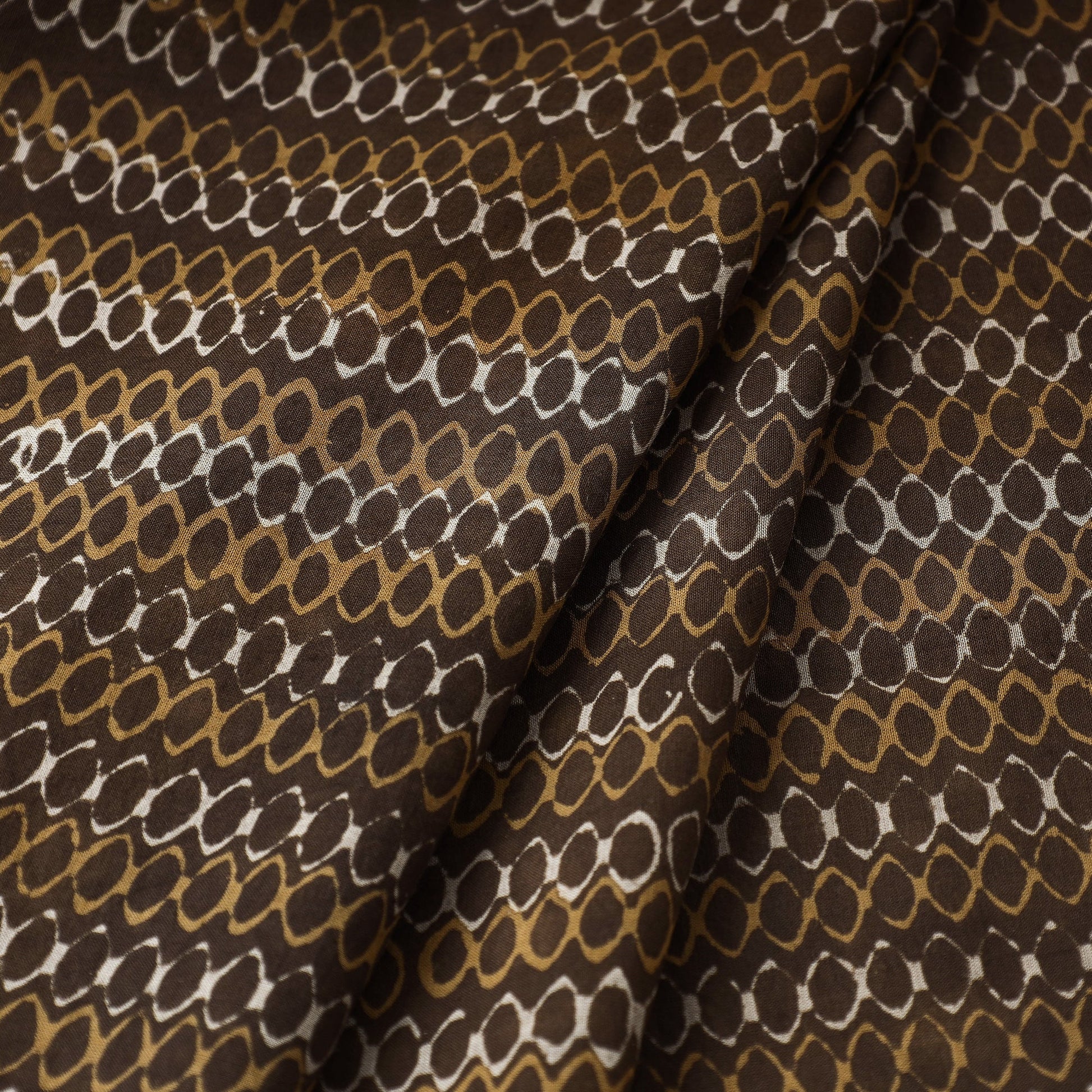 Brown - Akola Hand Block Printed Cotton Fabric