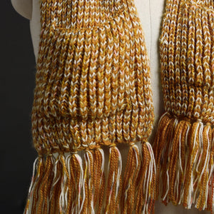 Brown - Kumaun Hand Knitted Woolen Muffler with Pockets 85
