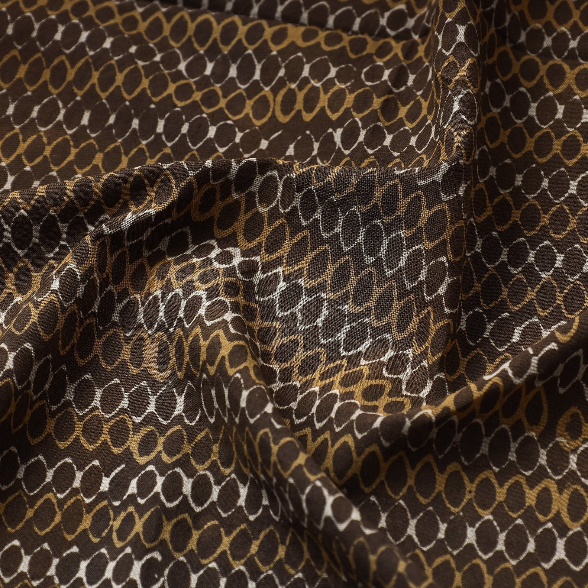 Brown - Akola Hand Block Printed Cotton Fabric