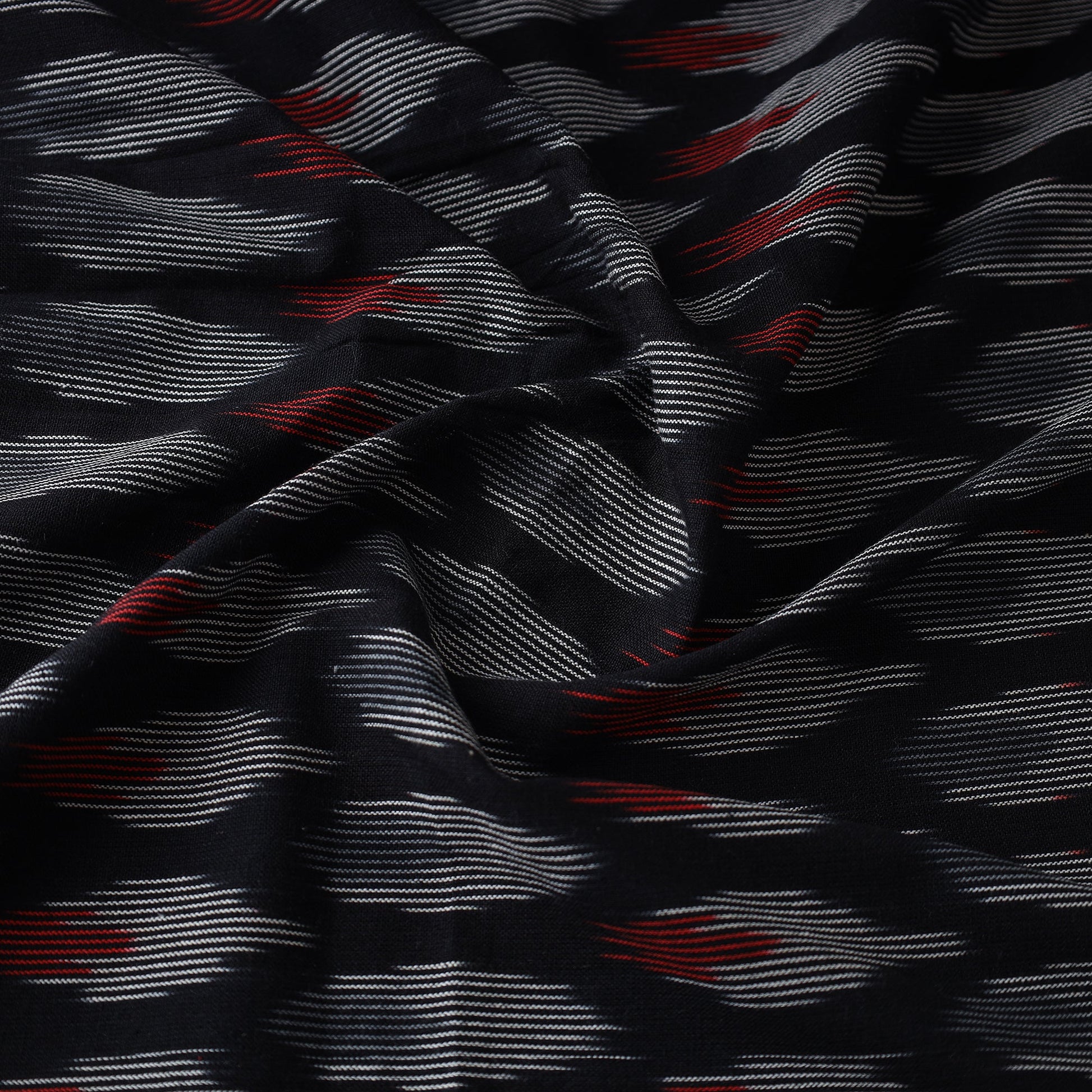 Black - Pochampally Ikat Weave Cotton Fabric 13