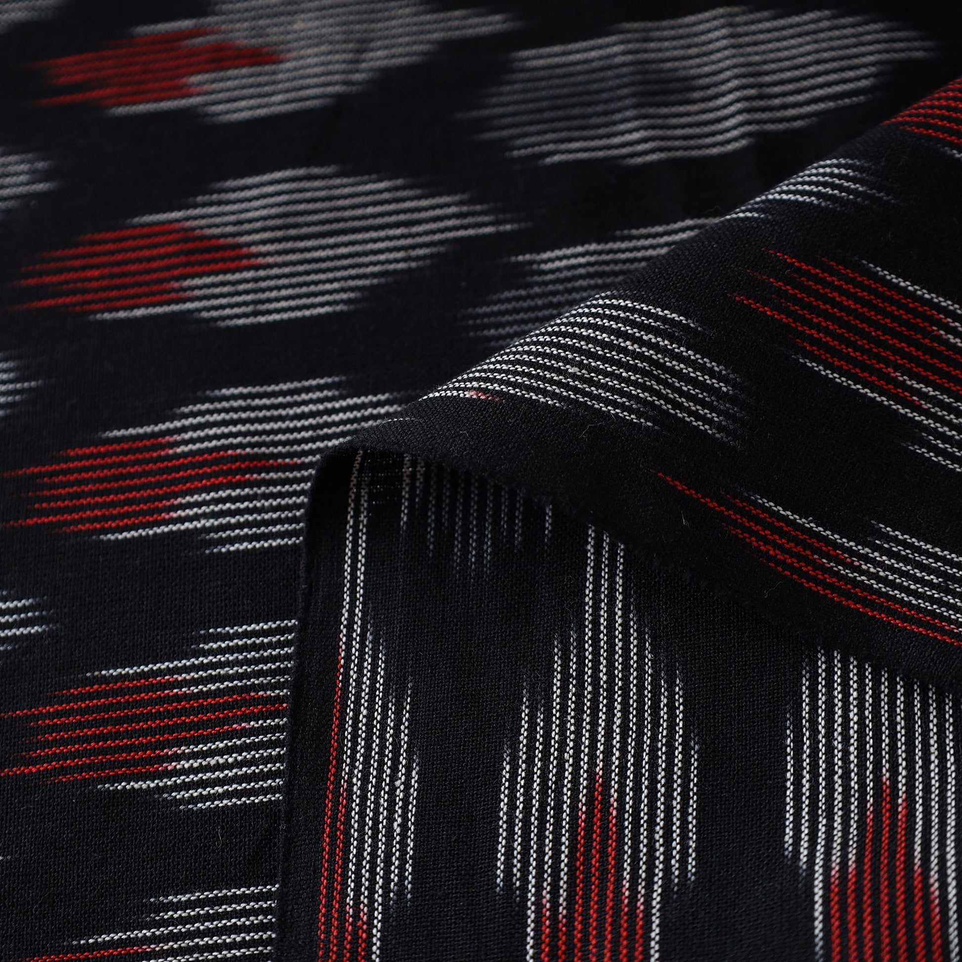 Black - Pochampally Ikat Weave Cotton Fabric 13