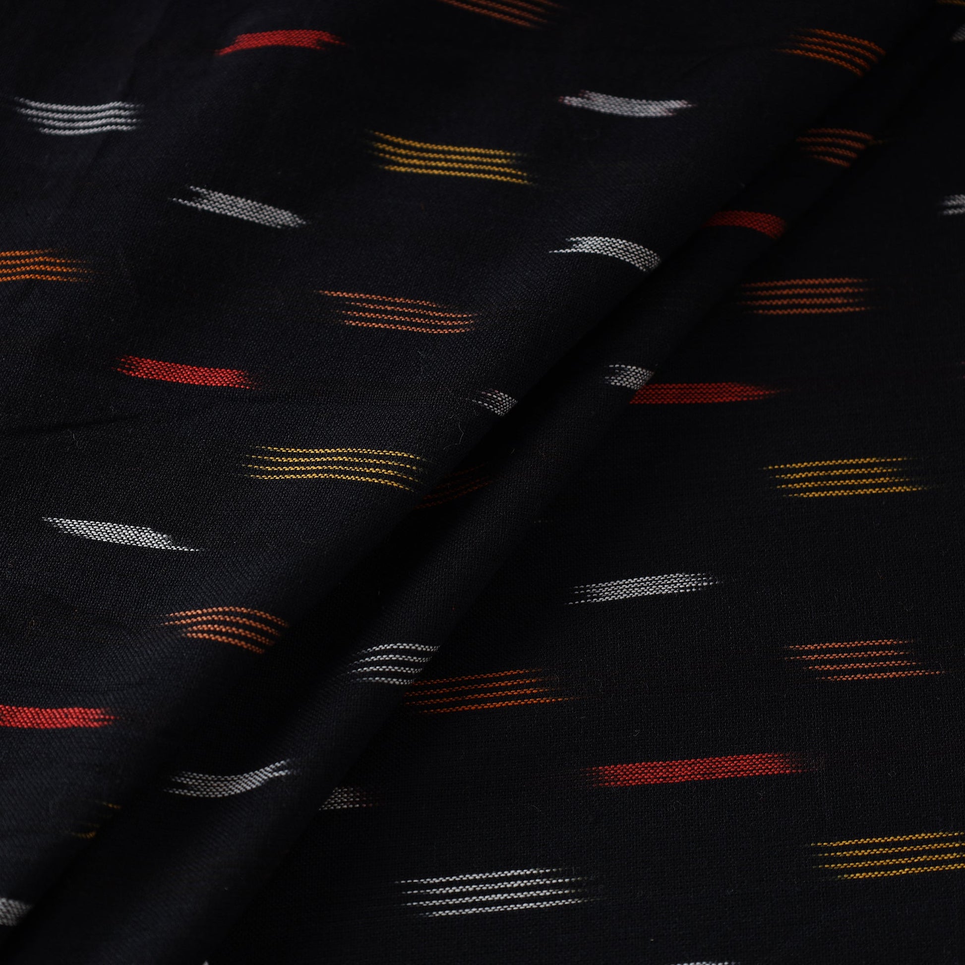 Black - Pochampally Ikat Weave Cotton Fabric 14