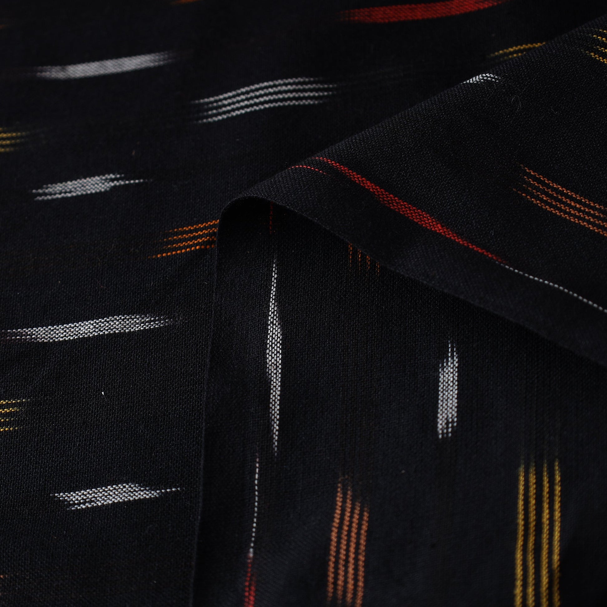 Black - Pochampally Ikat Weave Cotton Fabric 14