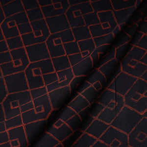 Black - Akola Hand Block Printed Cotton Fabric