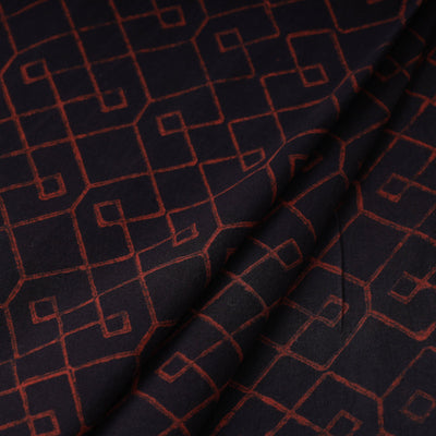 Black - Akola Hand Block Printed Cotton Fabric