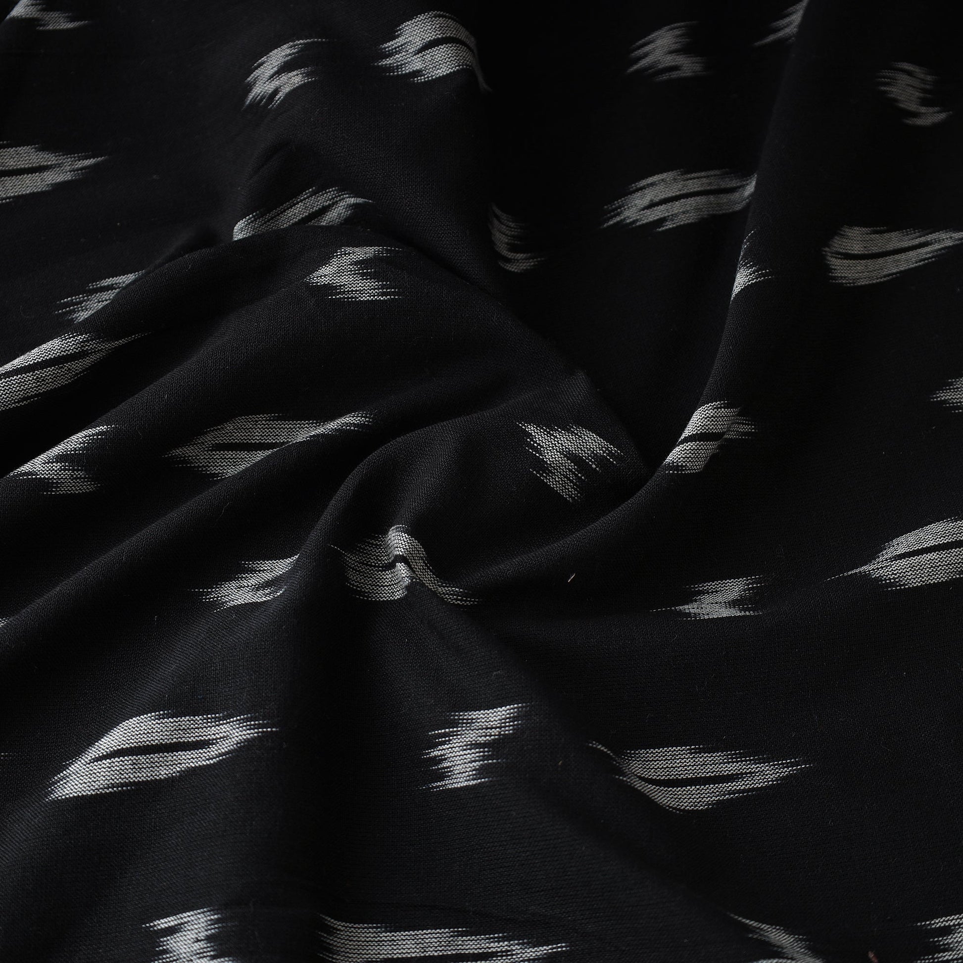 Black - Pochampally Ikat Weave Cotton Fabric 27