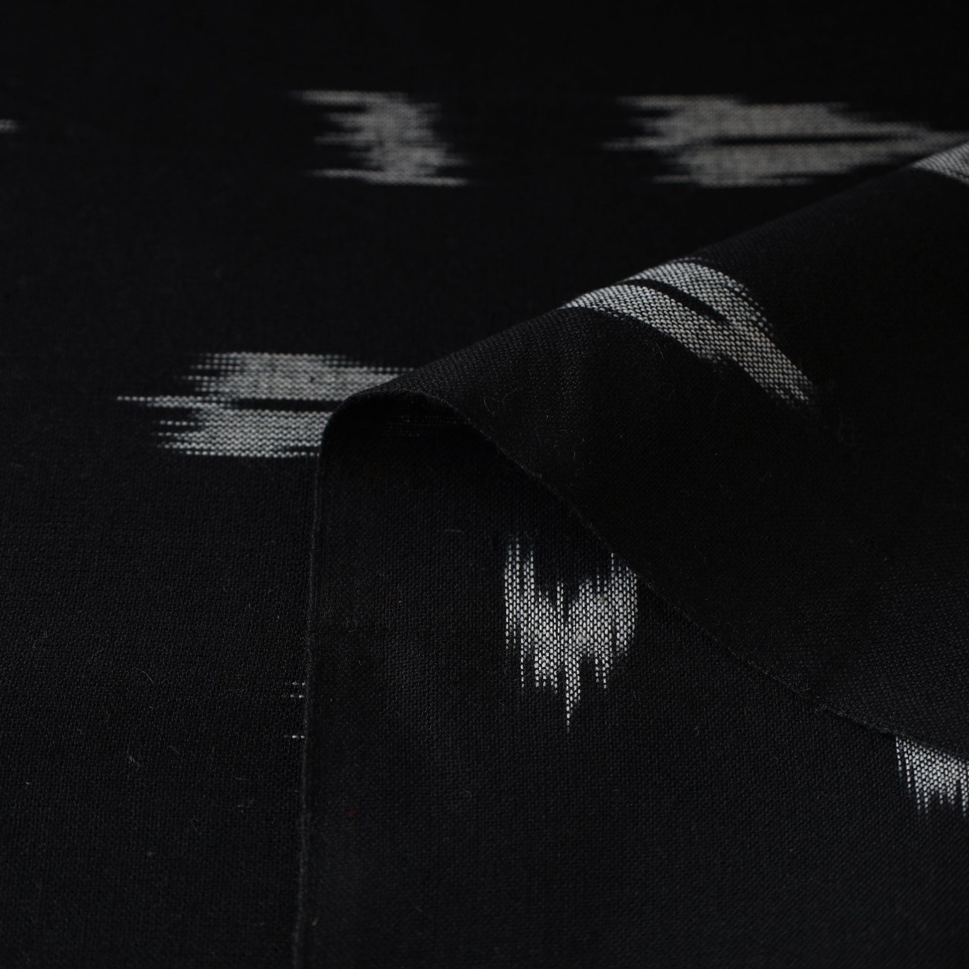 Black - Pochampally Ikat Weave Cotton Fabric 27