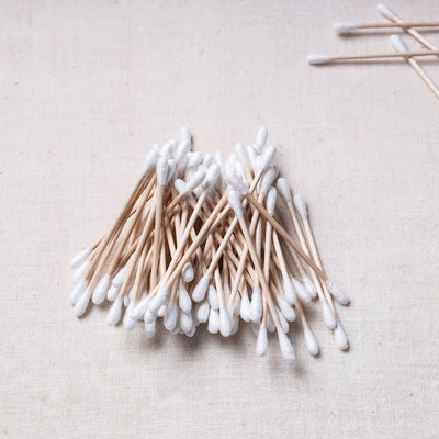 Bamboo Wood Cotton Earbuds (Set of 50)