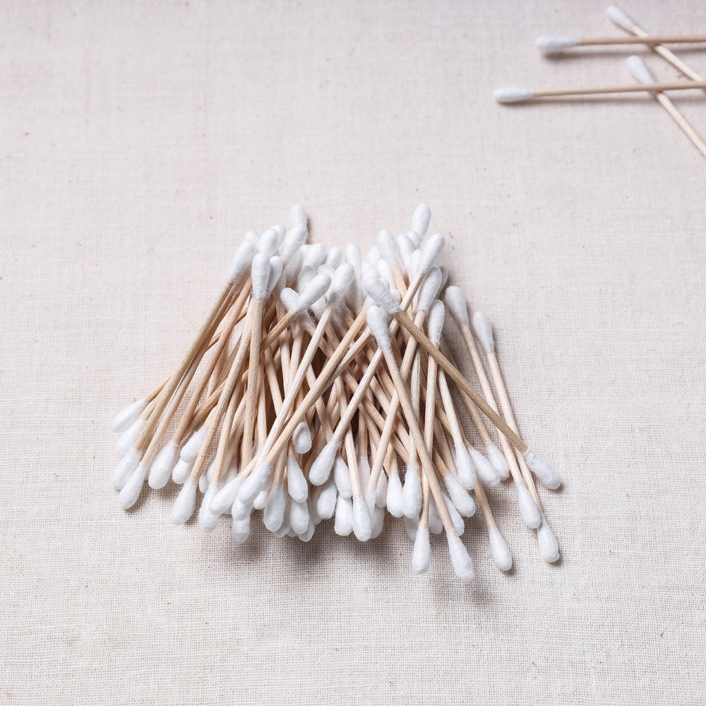 Bamboo Wood Cotton Earbuds (Set of 50)